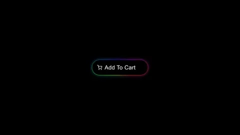 4K add to cart button neon rainbow, seamless loop, black Stock Footage 332217117