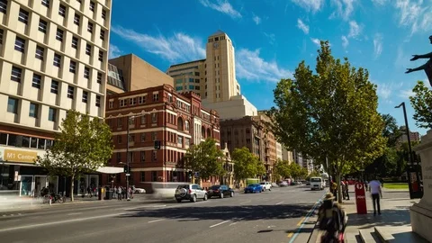 4K Adelaide CBD Hyperlapse North Terrace Stock Footage 76969434