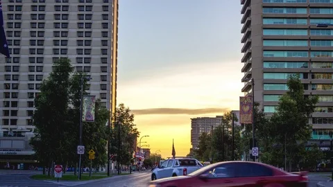 4K Adelaide CBD Sunset Stock Footage 76969527