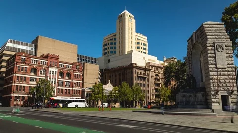 4K Adelaide CBD Timalapse Traffic Anzac Stock Footage 76955137