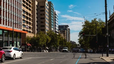 4K Adelaide CBD Timelapse North Terrace Stock Footage 76954781