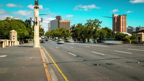 4K Adelaide Hyperlapse Torrens Bridge Stock Footage 76970222