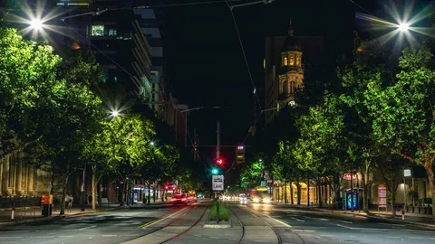 4K Adelaide Timelapse Traffic Night Stock Footage 76969416