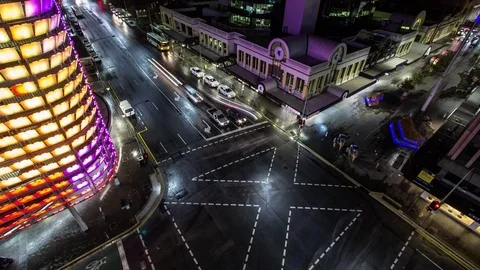 4K Adelaide Traffic Timelapse, Night Stock Footage 76992553