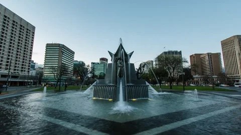 4K Adelaide Victoria Square, Day to Night Stock Footage