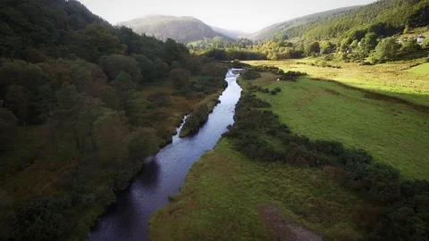 4k Aerial above River in Wicklow Mountains, Ireland Stock Footage 80366238