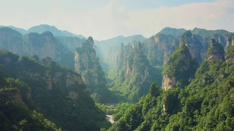 4K Aerial Avatar Mountains of Zhang Jia Jie Stock Footage