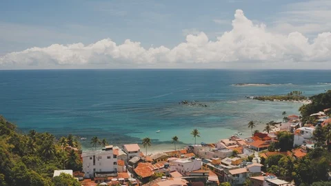 4k Aerial Beach moving forward towards beach shot Stock Footage 125288786