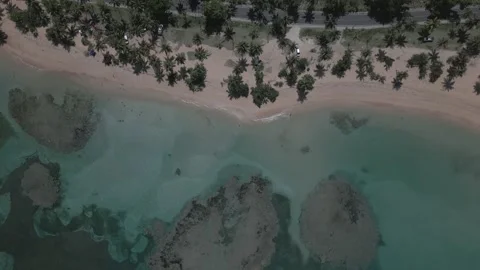 4k Aerial Beach Top Down Las Terrenas, Dominican Republic Stock Footage 274007272