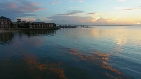4k Aerial of Charleston South Carolina at Sunrise Stock Footage