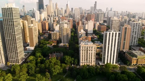 4k Aerial Chicago - City Skyline Over City Stock Footage
