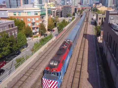 4K Aerial of the cities train. Видео 80429873