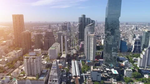 4k Aerial city view of Bangkok downtown, Flying over Bangkok, Thailand.	 Stock Footage