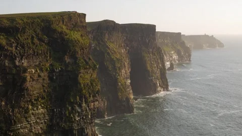 4K Aerial Cliffs Of Moher County Clare Vertical Coastal Topography Video stock 334455302