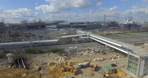 4K aerial construction of multi-storey house residential complex wall hotel 動画素材 68100304