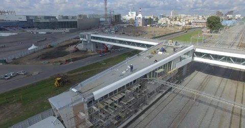 4K aerial construction of multi-storey house residential complex wall hotel Stock Footage 68100306