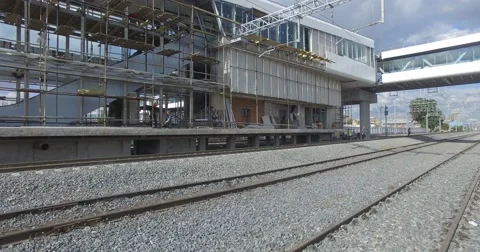 4K aerial construction of multi-storey house residential complex wall hotel Stock Footage 68100340