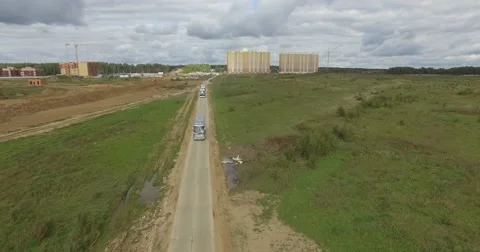 4K aerial construction of multi-storey house residential complex wall hotel Video stock 68376654