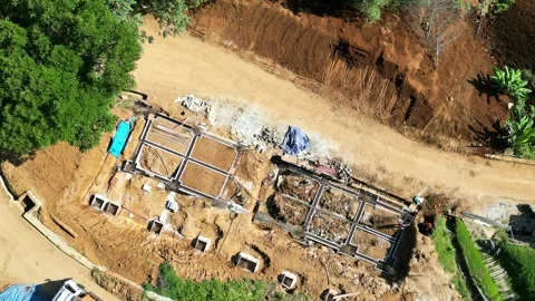 4K Aerial Construction Site Foundation Progress Vídeos de archivo 339653890