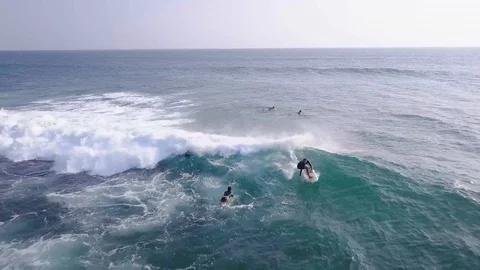 4k aerial coverage of a surfer in Sri Lanka Video stock 86879502