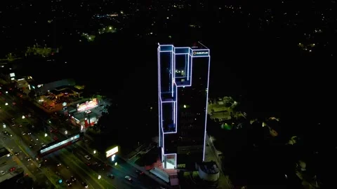 4K Aerial Cuscatlan tower Orbiting Aerial - Night Vidéo 147210202