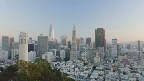 4K aerial daytime video drone footage of San Francisco, California, at sunset Stock Footage
