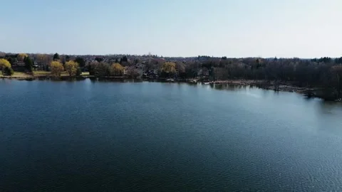 4K Aerial Descent Over Tranquil Lake in Ontario, Canada Stock Footage 310065897