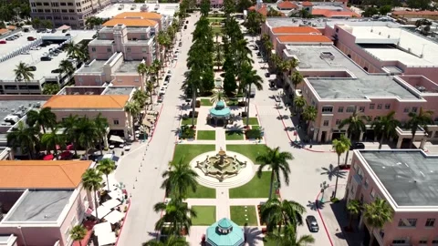 4K Aerial Dolly-Out Reverse Tracking Reveal Shot, Mizner Park Tower, Boca Raton Stock Footage 165092357