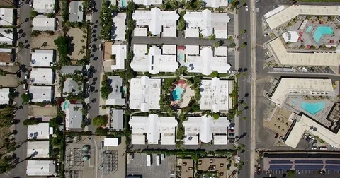 4k Aerial of Downtown Palm Springs California Birds Eye Homes Stock Footage