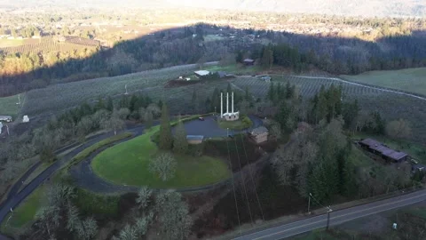 4K aerial drone b roll flying at Panorama Point County Park near Hood River, OR Stock Footage 330475311