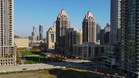 4k Aerial Drone of Downtown Core and Cityscape Mississauga, Ontario Stock Footage 200670908