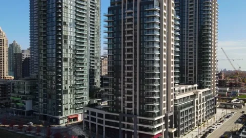 4k Aerial Drone of Downtown Core and Cityscape Mississauga, Ontario Stock Footage 200671461