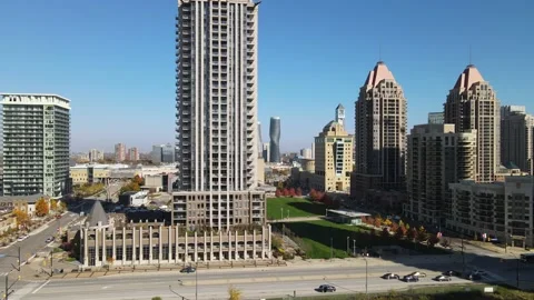 4k Aerial Drone of Downtown Core and Cityscape. Mississauga Canada Stock Footage 219508393