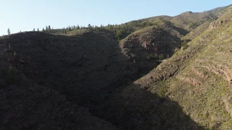 4K Aerial Drone Flight Over Barranco del Pozo Canyon, Tenerife Stock Footage 314607435
