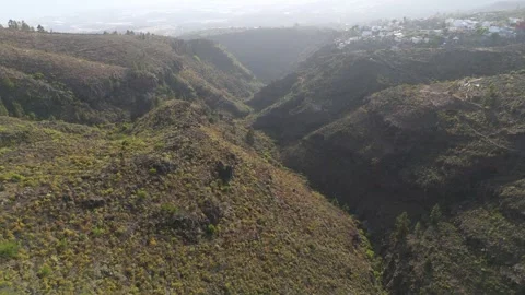 4K Aerial Drone Flight Over Barranco del Pozo Canyon, Tenerife Stock Footage 314607443