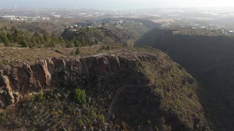 4K Aerial Drone Flight Over Barranco del Pozo Canyon, Tenerife Stock Footage 314607456