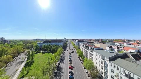 4K Aerial Drone Flight Over Kaiserdamm Toward Theodor-Heuss-Platz in Berlin Video stock 333308306