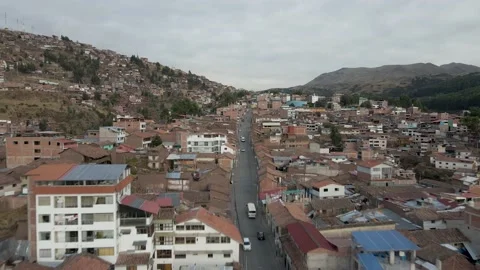 4K Aerial Drone fly down residential area of Cusco, Peru Stock Footage 239835518