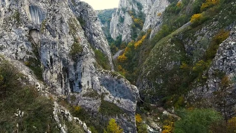 4k aerial drone flying backwards over Turda Gorge nature reserve, Romania. Stock Footage 78633015