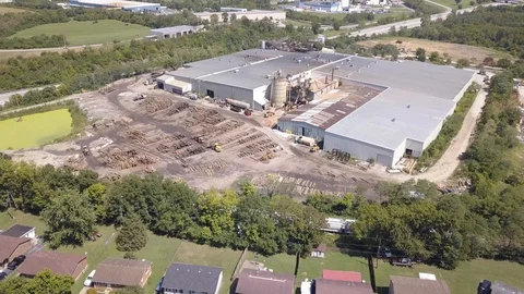 4K Aerial Drone Flyover Logging Mill 스톡 동영상 115062870
