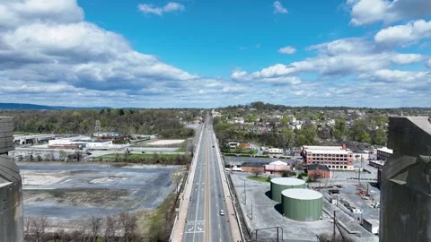 4K aerial drone footage capturing the historic State Street Bridge Stock Footage 307962043
