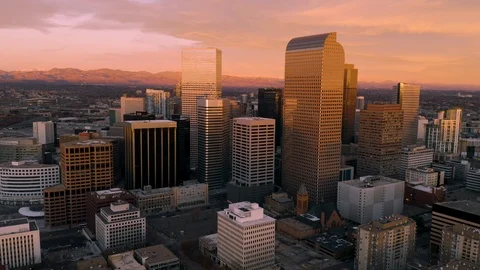 4k aerial drone footage - City of Denver Colorado at sunrise. Stock Footage