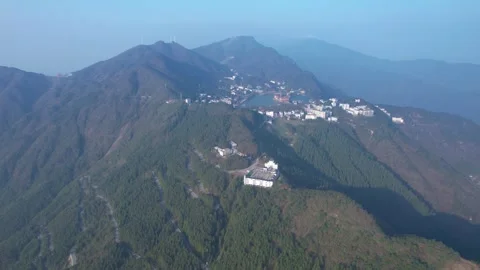 4K Aerial Drone Footage of Cloud Lake, Jiugong Mountain 4A Scenic Area, Xian Stock Footage 339601712