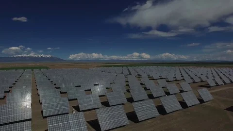 4K Aerial Drone Footage of Colorado Solar Farm Stock Footage