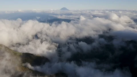4k aerial drone footage - Mt. Fuji above the clouds.  Mountains of Japan. Stock Footage