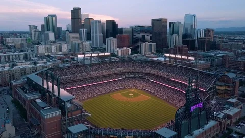 4k aerial drone footage - Skyline of Denver Colorado at Sunset Stock Footage