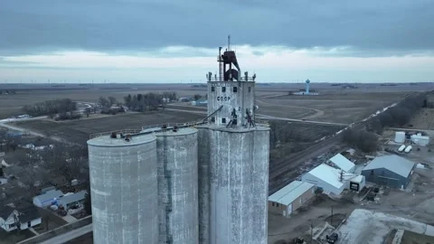 4K Aerial Drone Grain Elevator Silo Bin Heartland Co-op Colo Iowa Agriculture Stock Footage 234155757