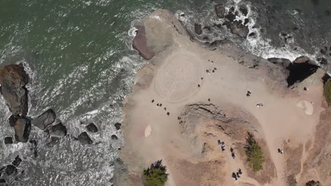 4K Aerial Drone of a labyrinth on the Cliffs of Lands End in San Francisco CA Stock-Footage 318265404