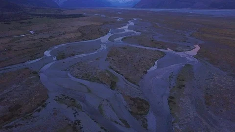 4K Aerial drone - Mountainous landscape at sunset in New Zealand Stock Footage 93861953