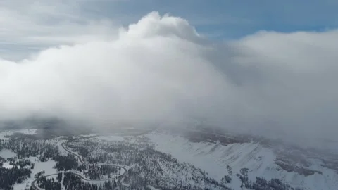 4K Aerial Drone Moving Clouds Over Snowy Mountains 3 of 3 Video stock 233830485